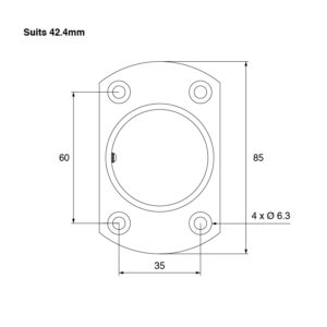 Technical Drawing for 42.4mm Square Edge Wall Flange