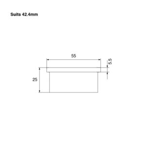 Technical Drawing for 42.4mm Square Edge Wall Flange