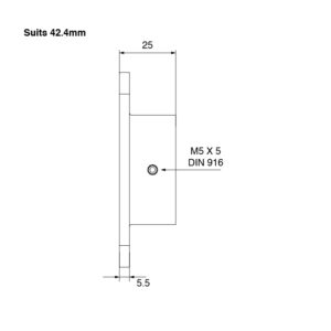 Technical Drawing for 42.4mm Square Edge Wall Flange