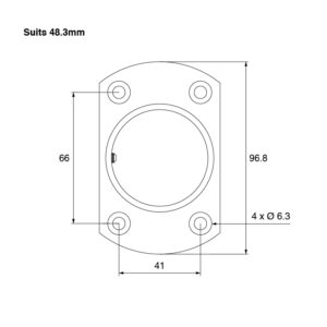 Technical Drawing for 48.3mm Square Edge Wall Flange