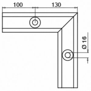 Technical Drawing for Easy Glass Smart 90º Corner Connector