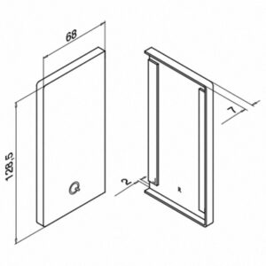 Technical Drawing of Right End Cap for Easy Glass Smart Channel, Fascia Fix