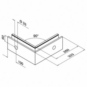 Technical Drawing for 90º Pre-Fabricated Smart Channel Corner, External