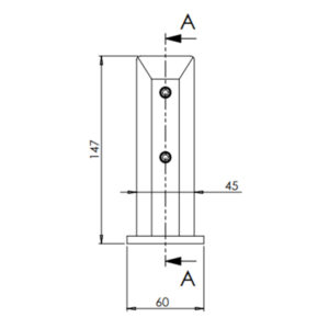 Model 2008 Rounded Base Fix Spigot Technical Drawing