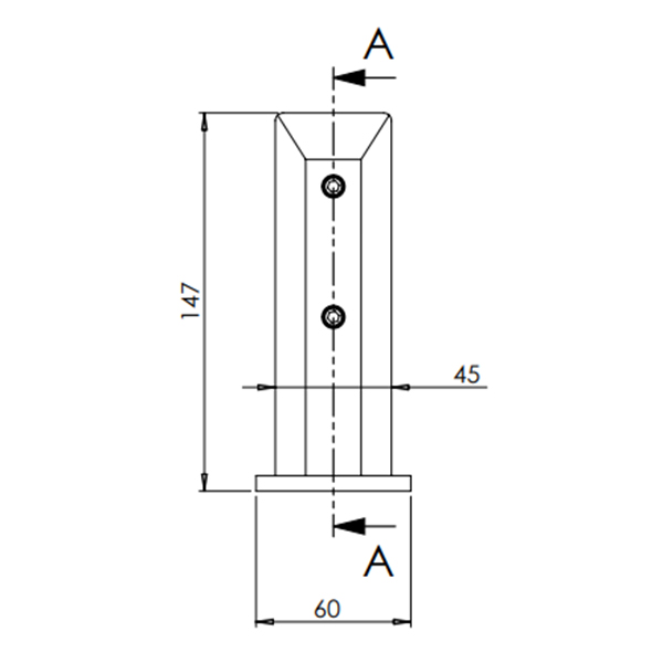 Model 2008 Rounded Base Fix Spigot Technical Drawing