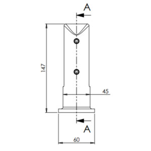 Model 2007 Rounded Base Fix Spigot Technical Drawing