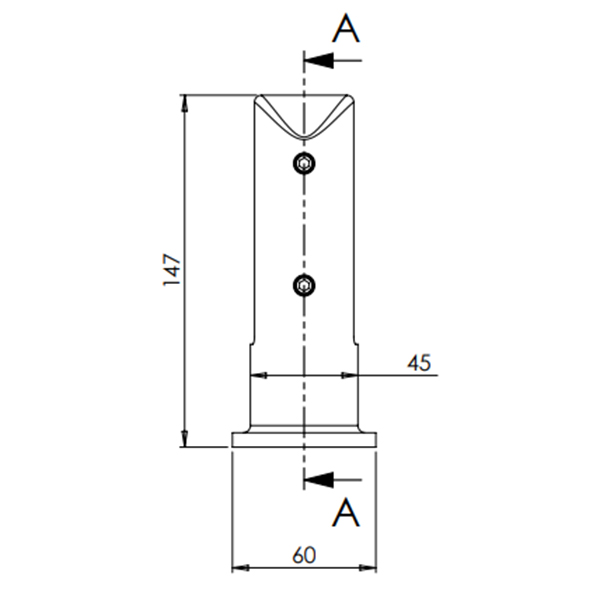 Model 2007 Rounded Base Fix Spigot Technical Drawing