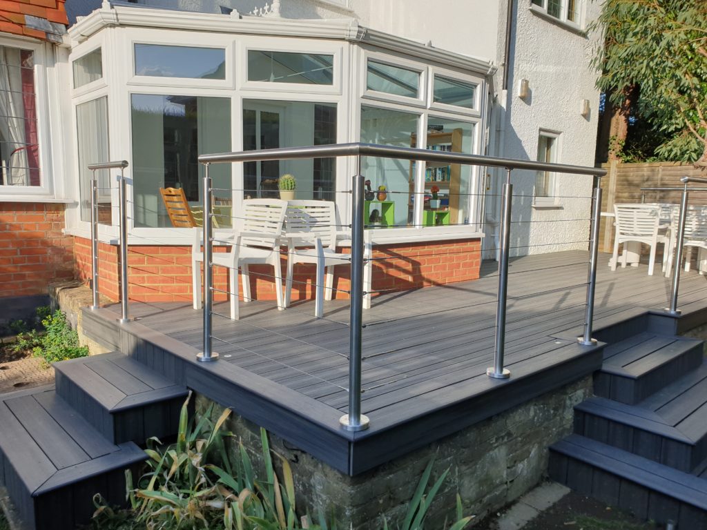 Stainless Steel 7 Wire Rope Balustrade on Decking