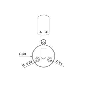 Technical Drawing of Stainless Steel Adjustable Hooped Handrail Bracket for Wall Mounting