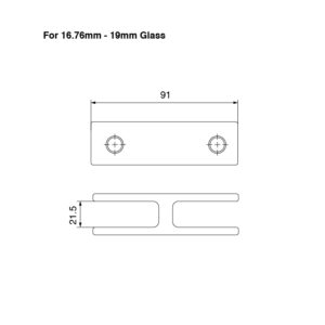 Technical Drawing for Duplex Stainless Steel Glass Stiffener, 180º, 16.75-19mm Glass