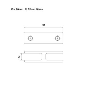 Technical Drawing for Duplex Stainless Steel Glass Stiffener, 180º, 20-21.52mm Glass