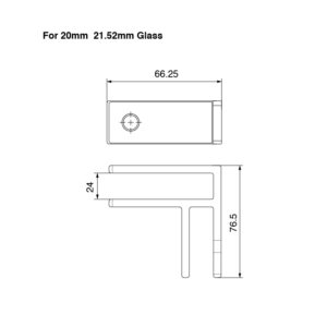Technical Drawing for Duplex Stainless Steel Glass Stiffener, 90º, 20-21.52mm Glass