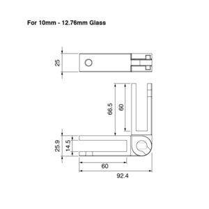 Technical Drawing for Duplex Stainless Steel Adjustable Glass Stiffener, 10-12mm Glass