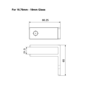 Technical Drawing for Duplex Stainless Steel Wall Fixed Glass Stiffener, 16.76-19mm Glass