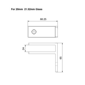 Technical Drawing for Duplex Stainless Steel Wall Fixed Glass Stiffener, 20-21.52mm Glass