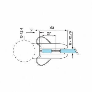 Technical Drawing for grade 316 Stainless Steel Model 0282 Gate Lock