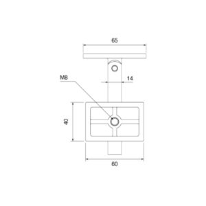 Technical Drawing for Stainless Steel Square Handrail Bracket