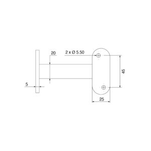 Technical Drawing for Stainless Steel Square Handrail Bracket