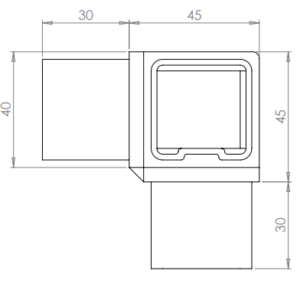 Square 3 Way Corner 90 Degrees