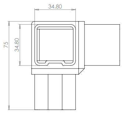 Square 3 Way Corner 90 Degrees